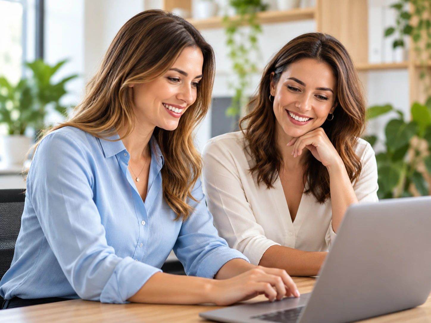 Two business owners planning their website together