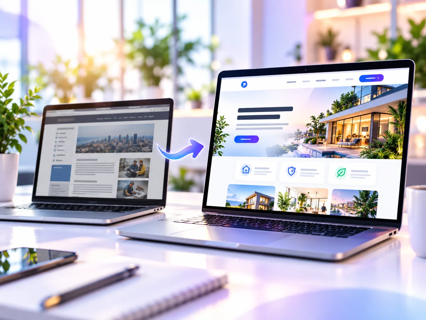Modern website redesign on multiple screens