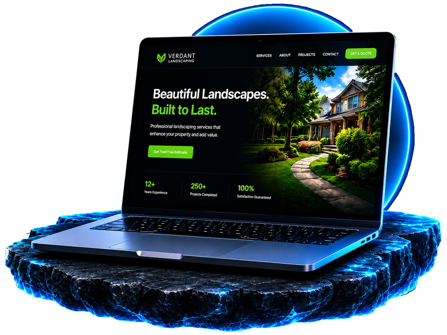Website design concept displayed on a laptop
